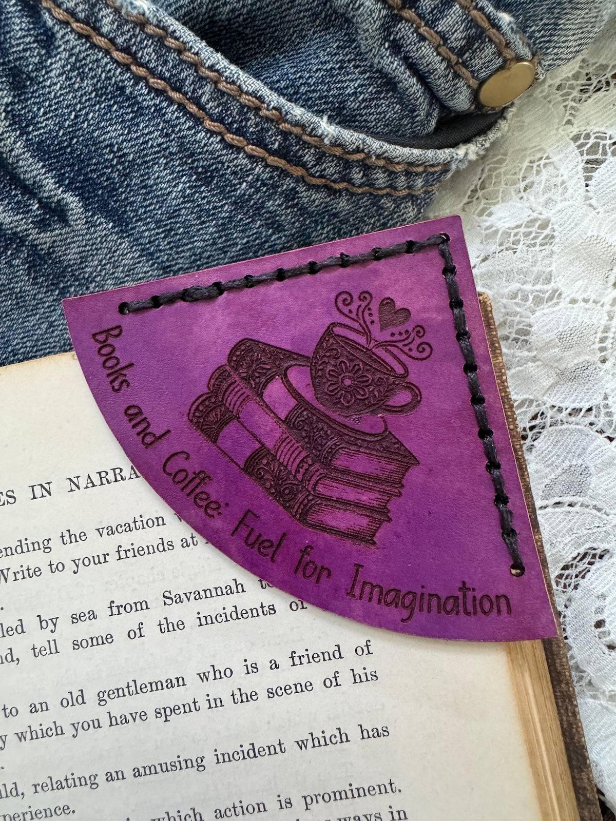 Books & Coffee Leather Bookmark