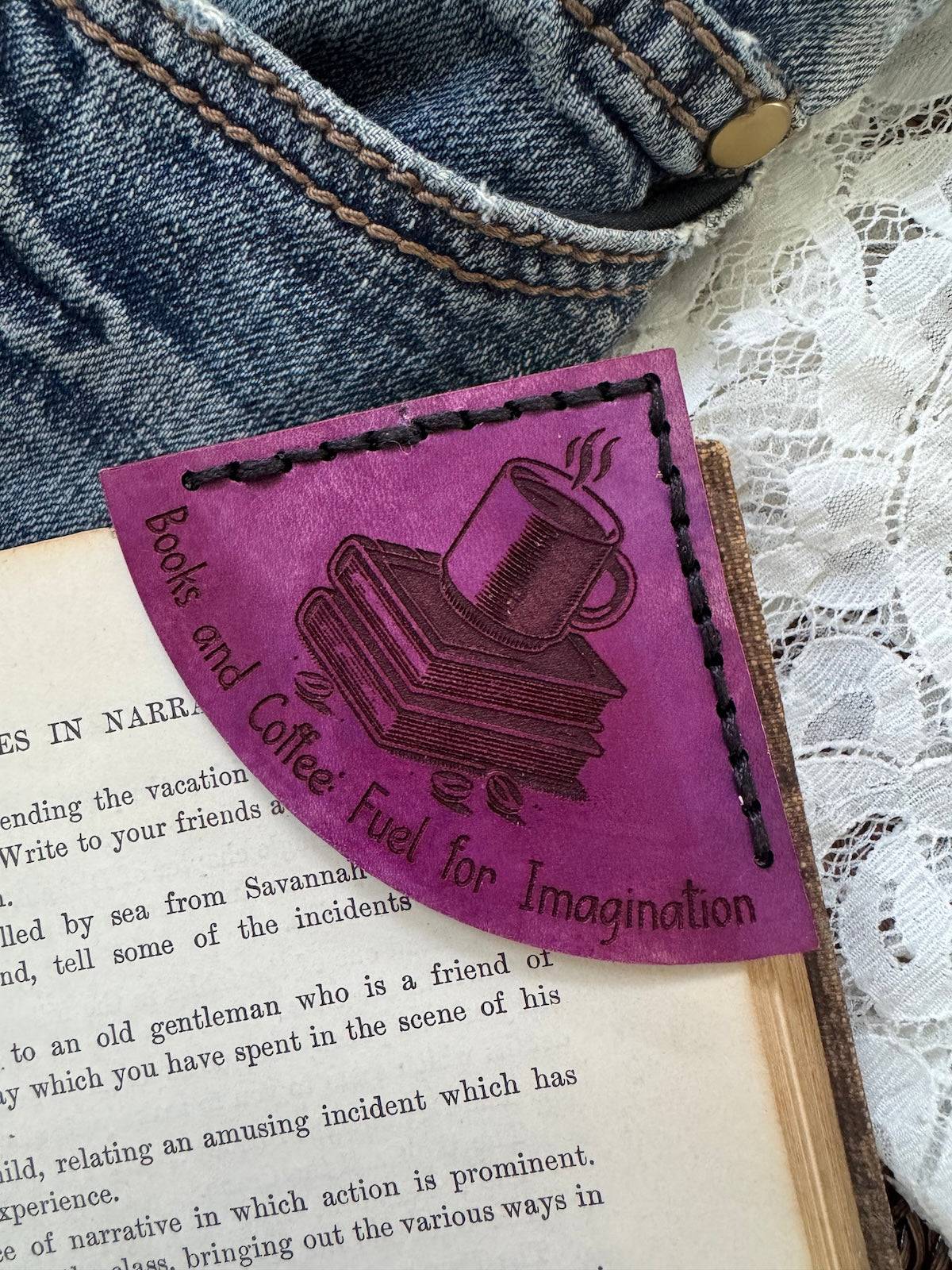 Books & Coffee Leather Bookmark
