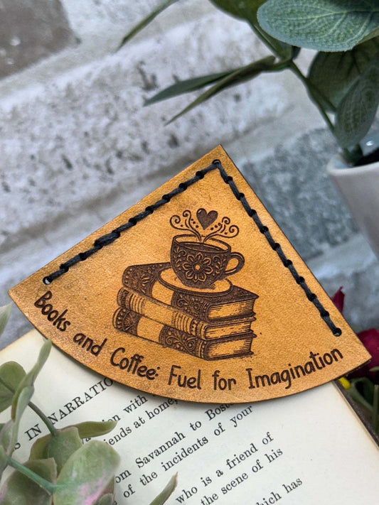 Books & Coffee Leather Bookmark