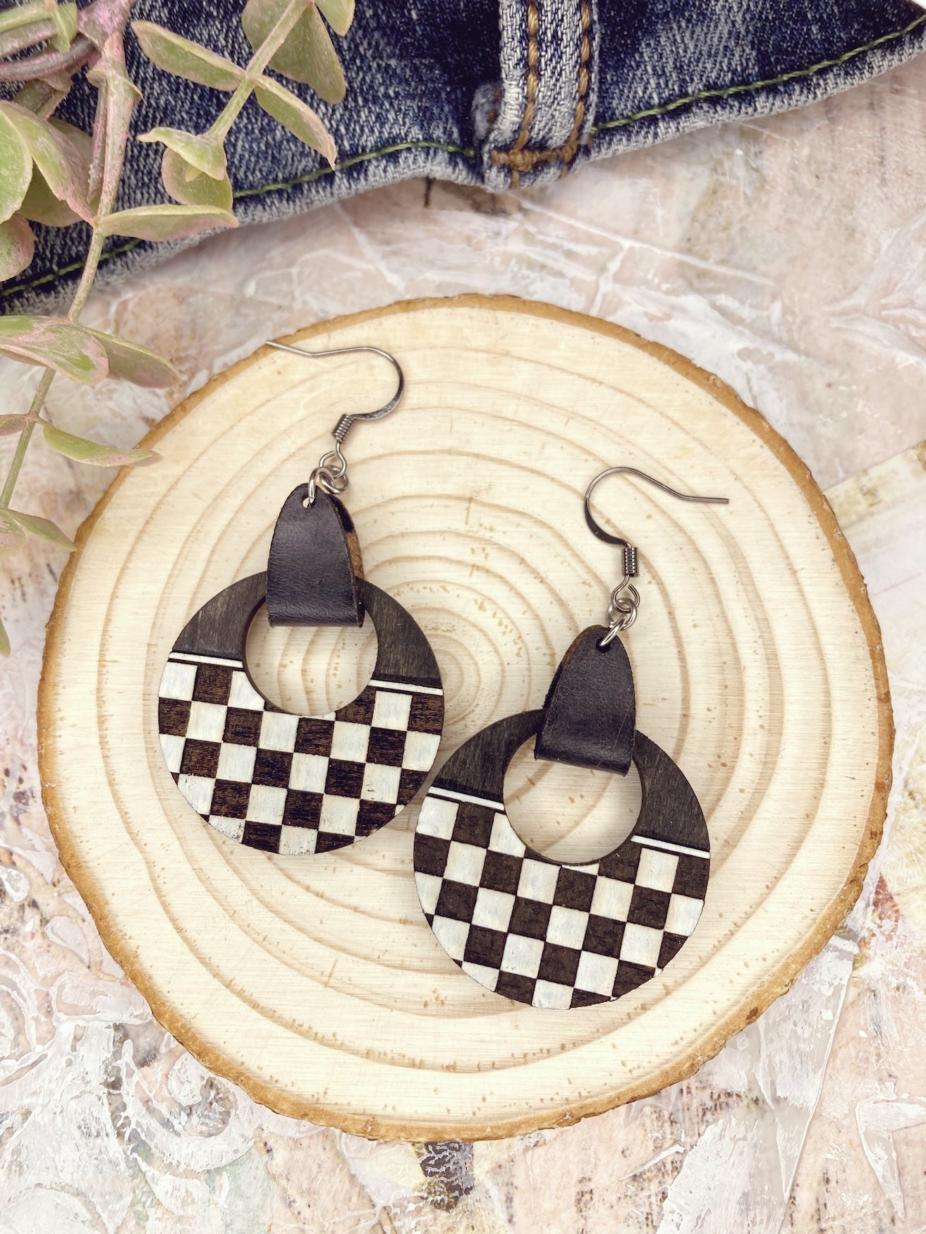 Checkerboard Dangle Earring