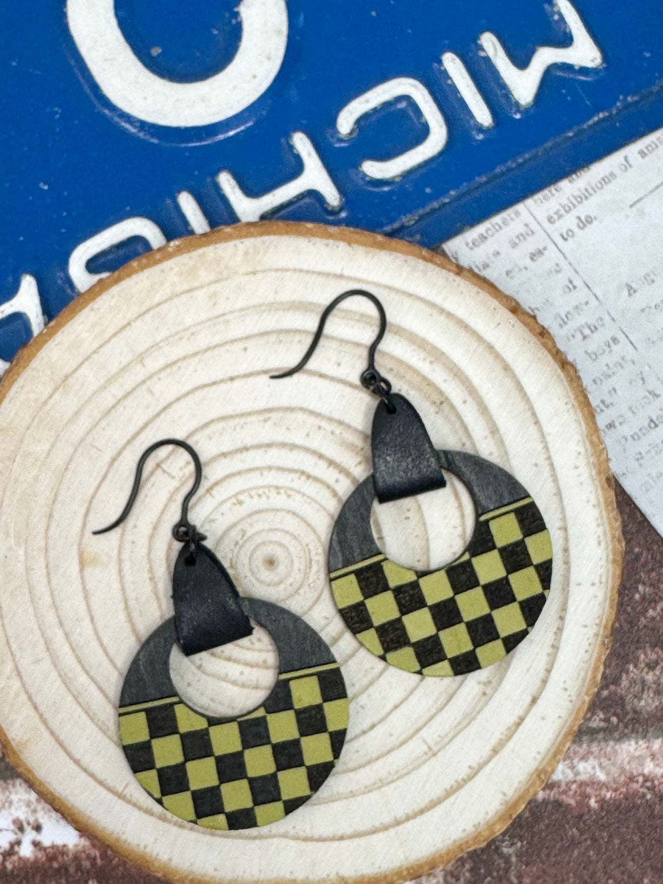 Checkerboard Dangle Earring