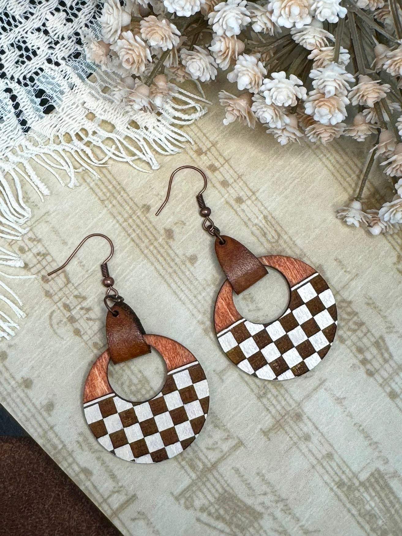 Checkerboard Dangle Earring