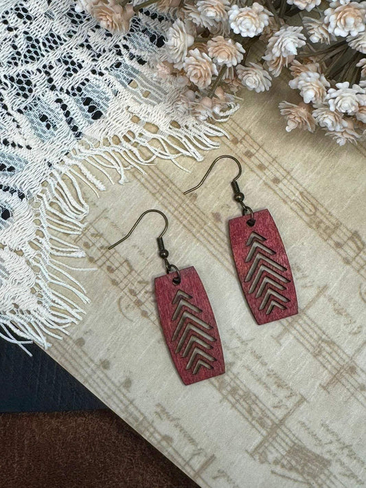 Chevron Cut Out Wooden Earrings