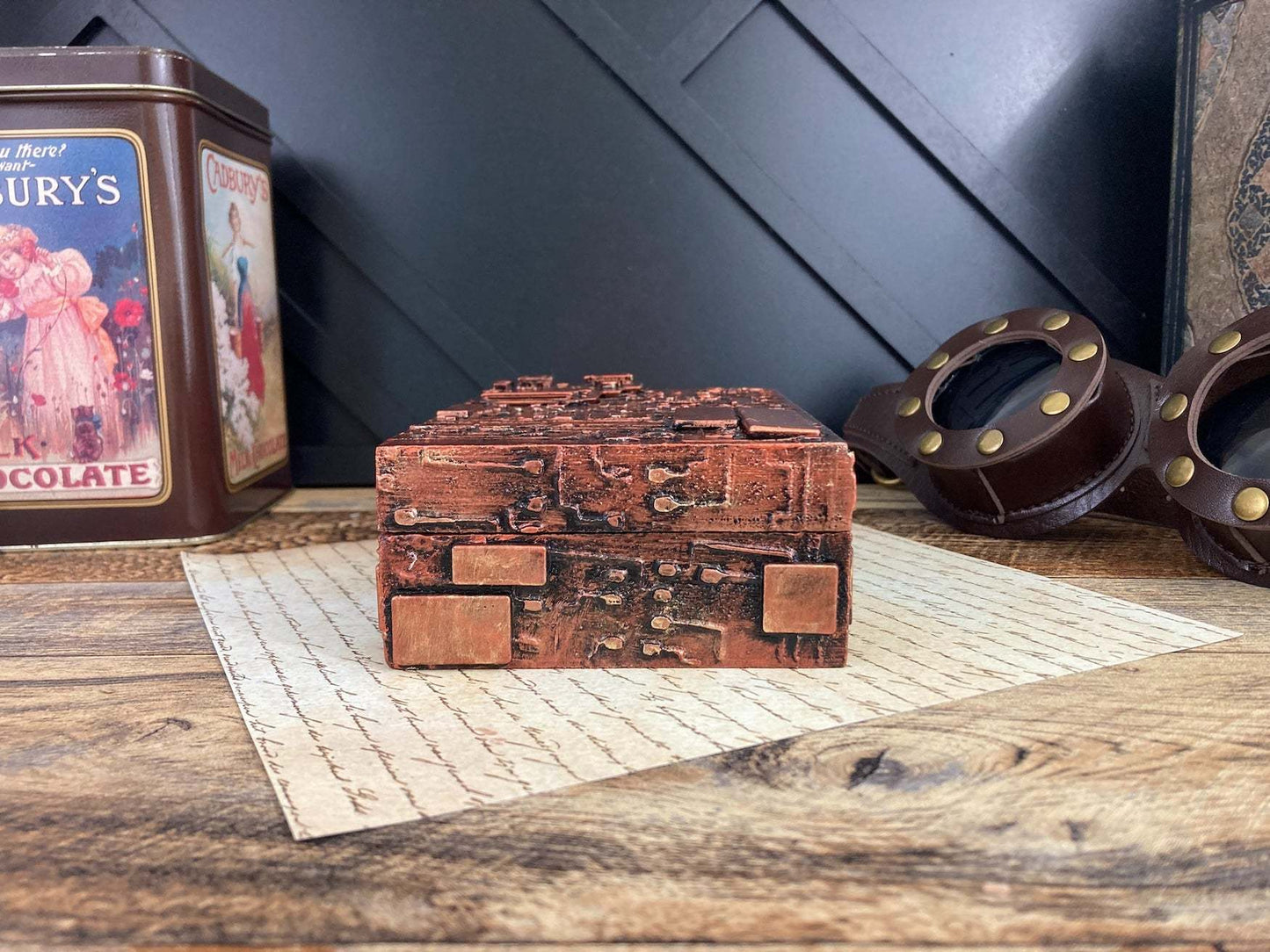 Upcycled Electronic Circuit Mini Box  - Antique Copper Finish