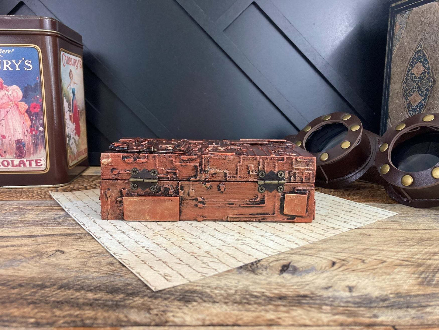 Upcycled Electronic Circuit Mini Box  - Antique Copper Finish