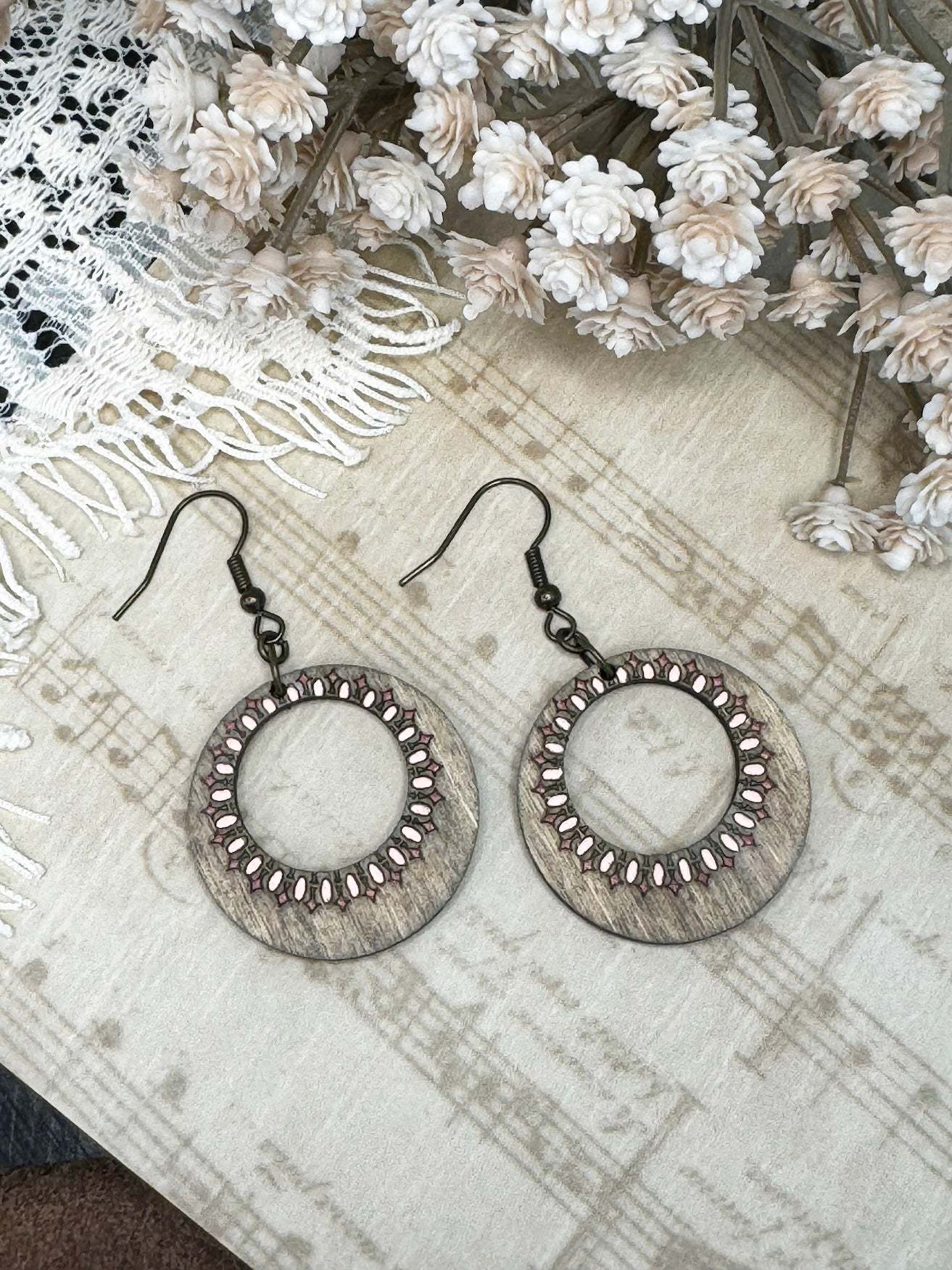 Circular Cut Out Dangle Earrings