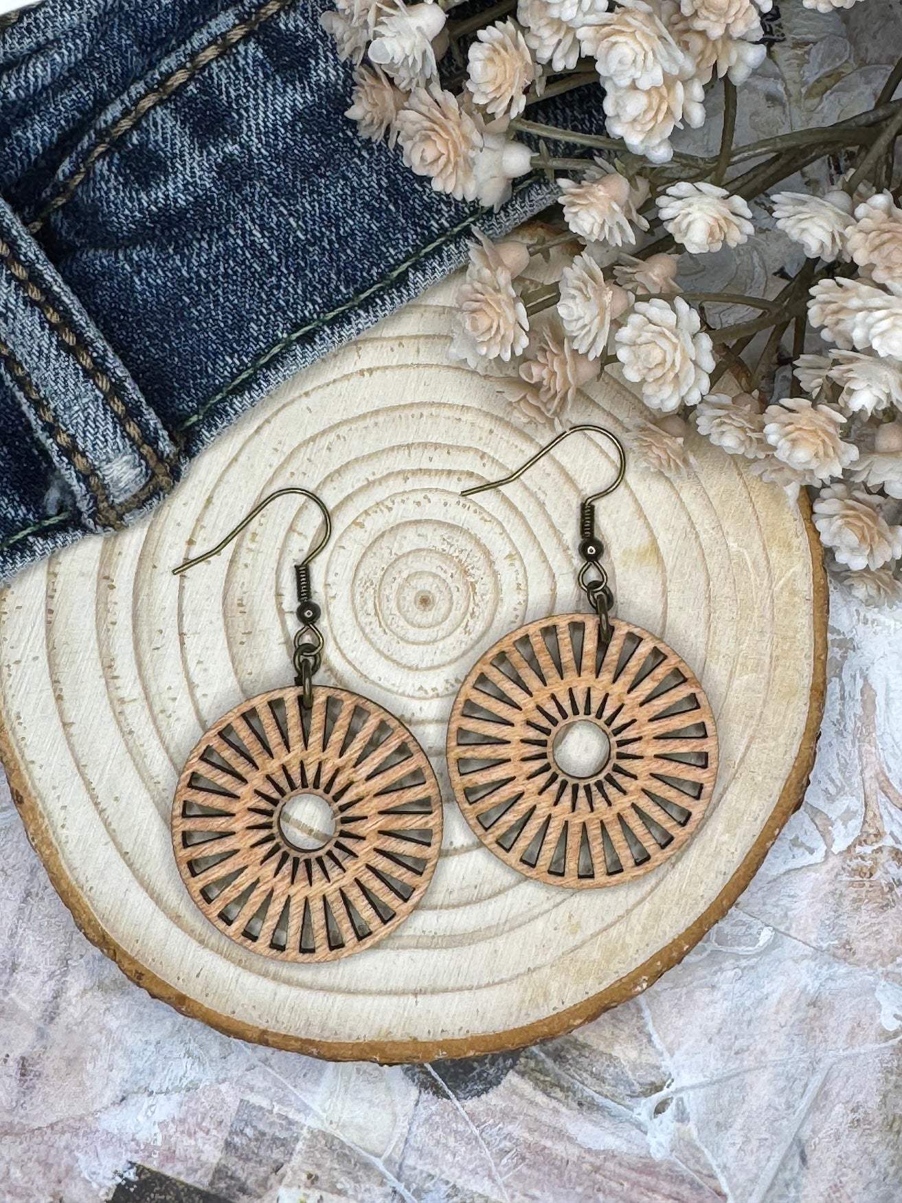 Circular Radial Dangle Earrings