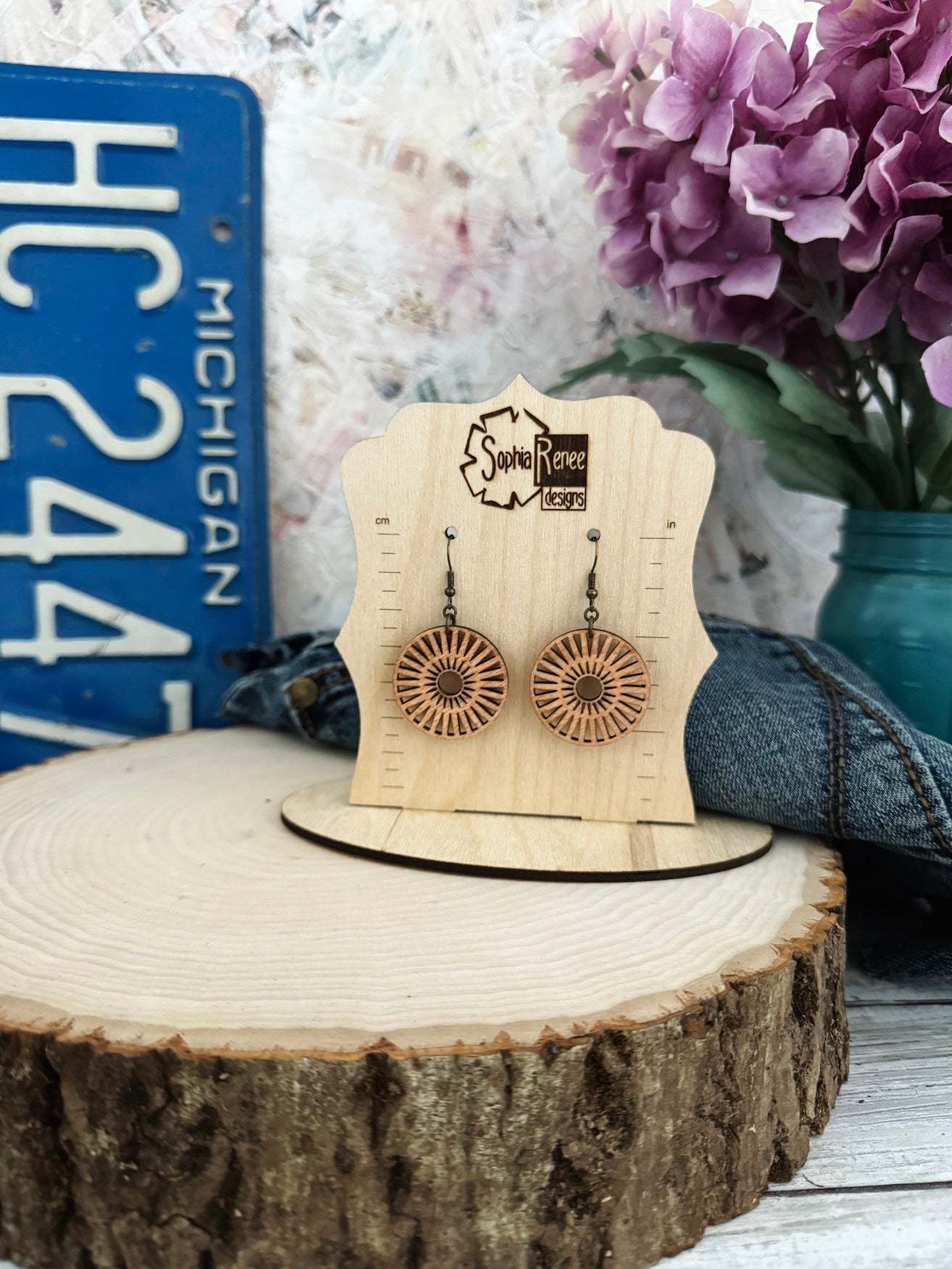 Circular Radial Dangle Earrings