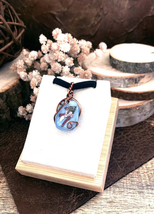 Clara Antique Copper Cubist Pendant Necklace