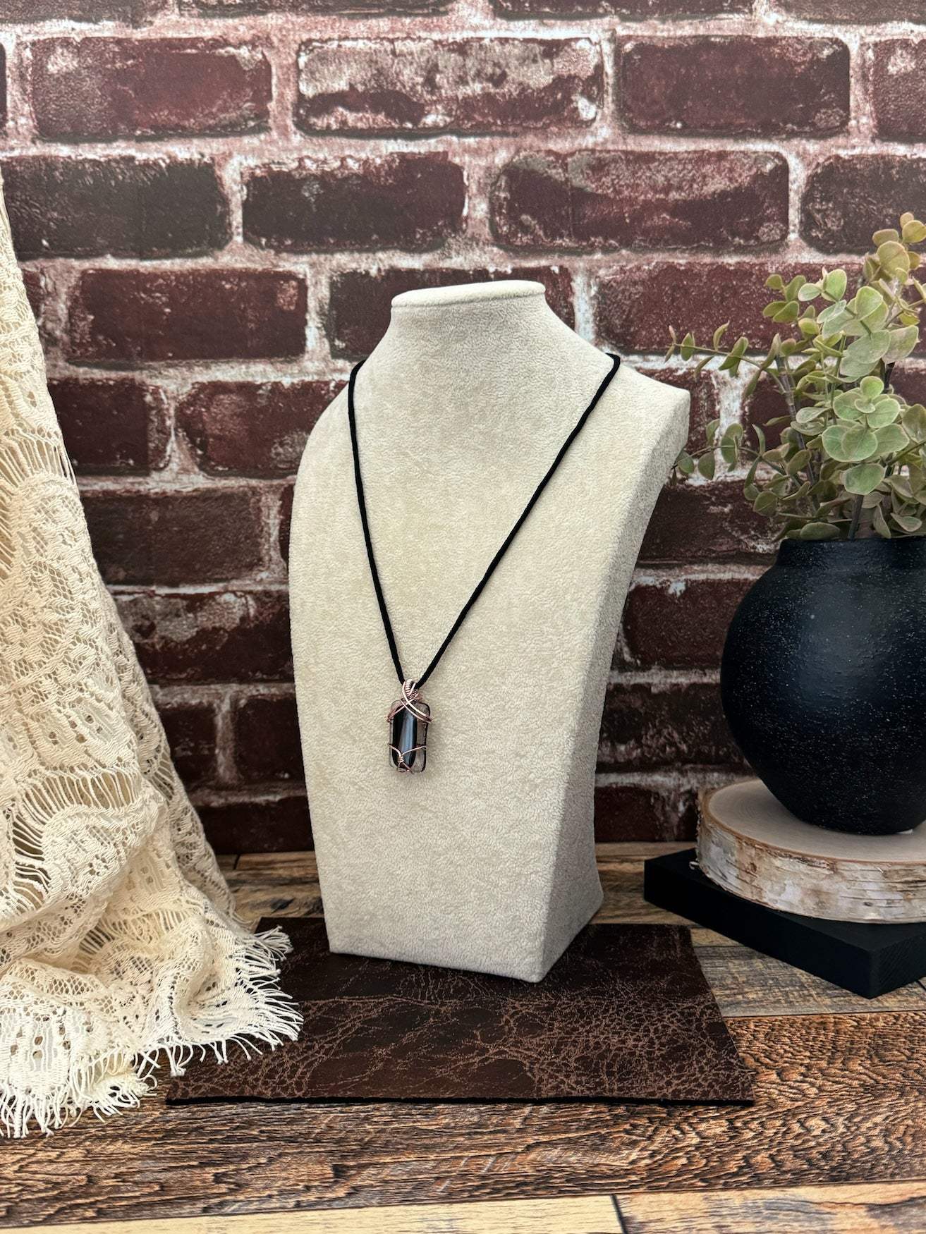 Clara Noir Wrap Pendant Necklace | Fused Glass| Sophia Renee Designs