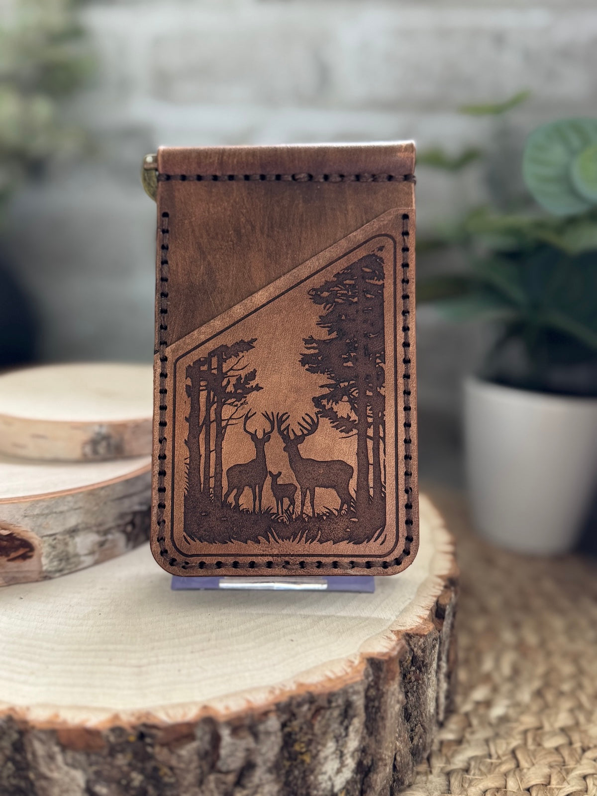 Deer Leather Wallet with Money Clip