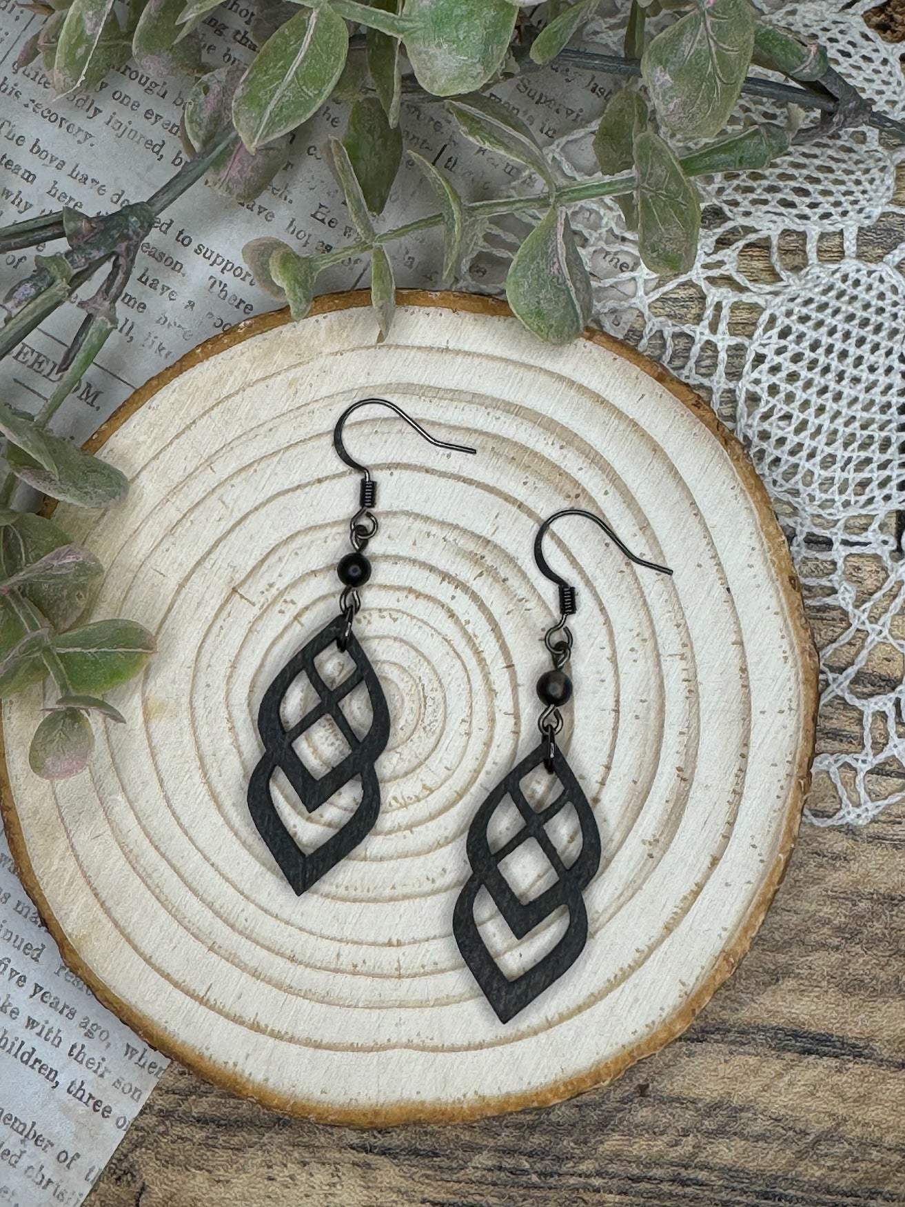 Wooden Earrings | Double Teardrop Wooden Earrings | Lightweight