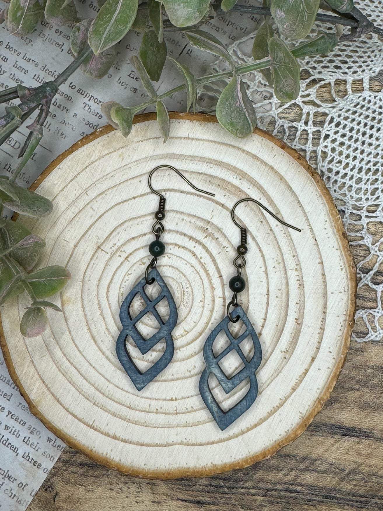 Wooden Earrings | Double Teardrop Wooden Earrings | Lightweight