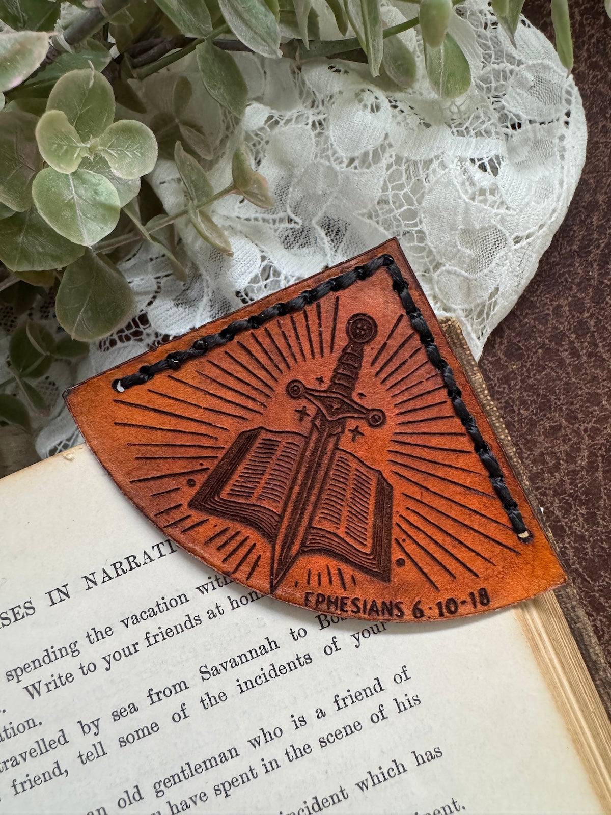 Ephesians 6:10-18 Leather Bookmark – "Armor of God" Design