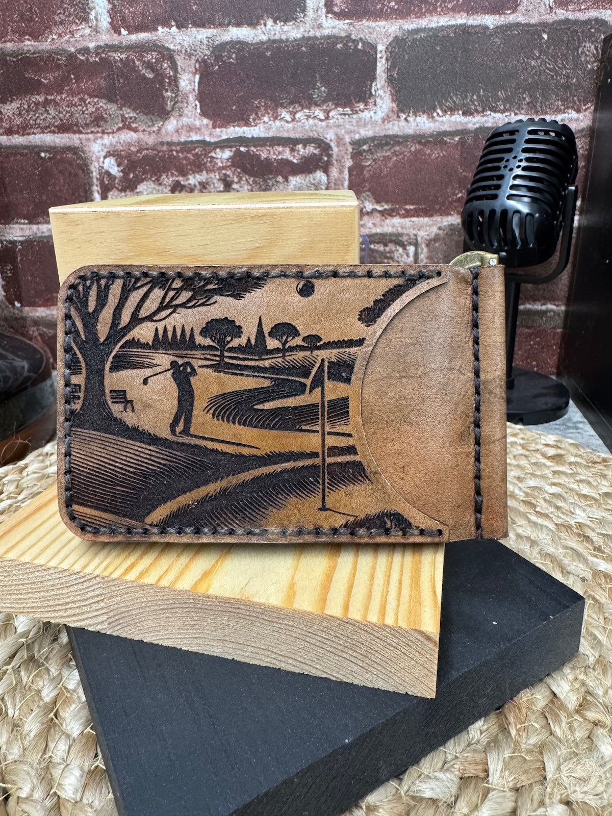 Golf Leather Wallet with Money Clip