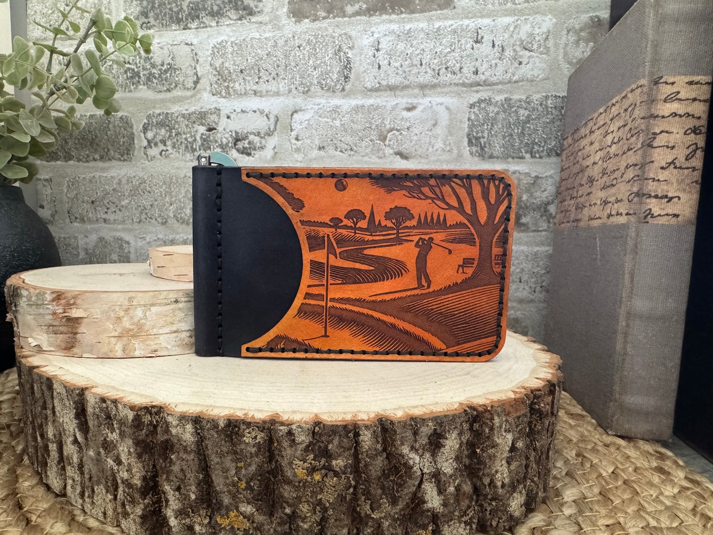 Golf Leather Wallet with Money Clip