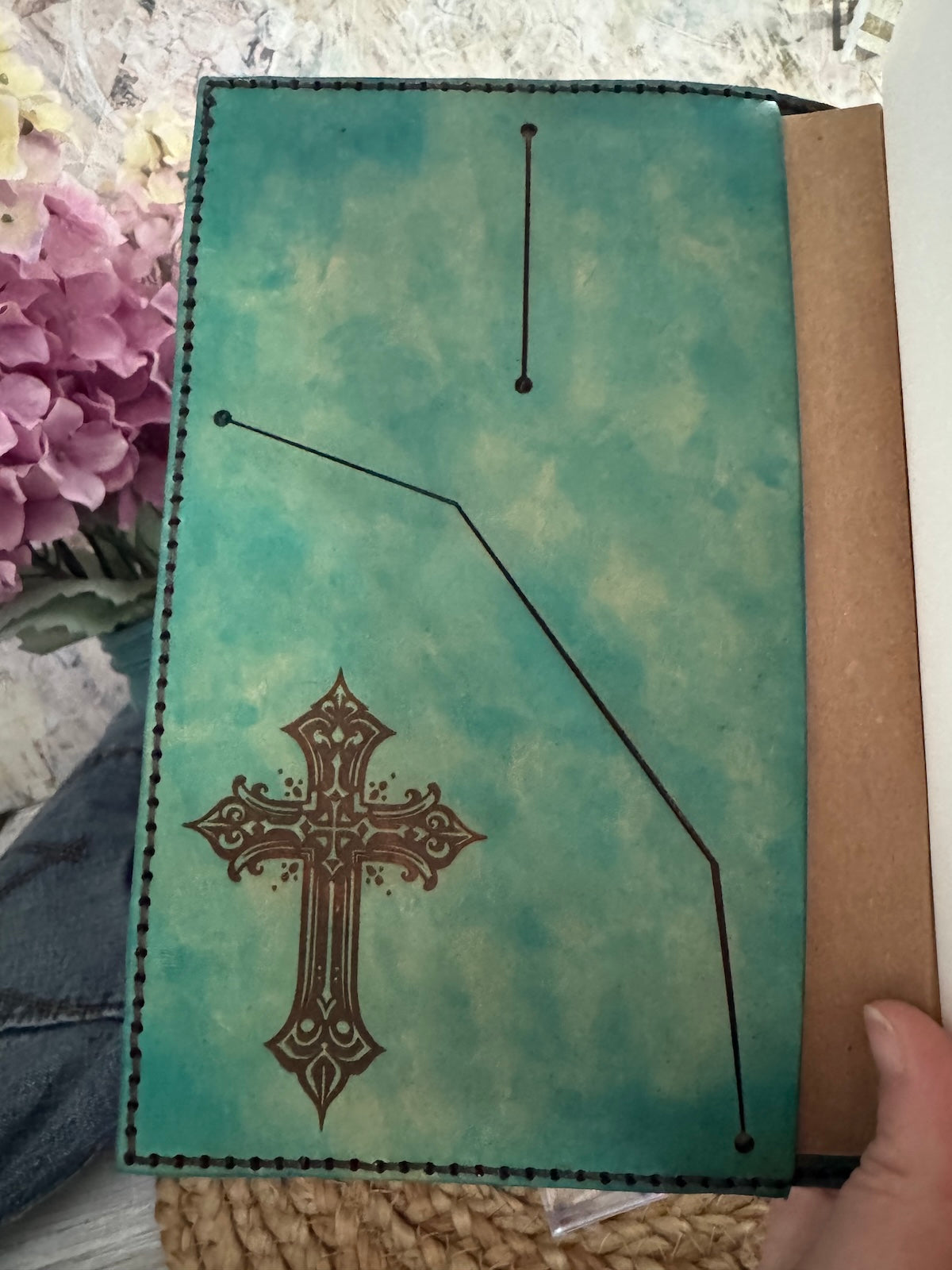 Gothic Cross Leather Notebook – Handcrafted Refillable Journal with Ornate Medieval Design