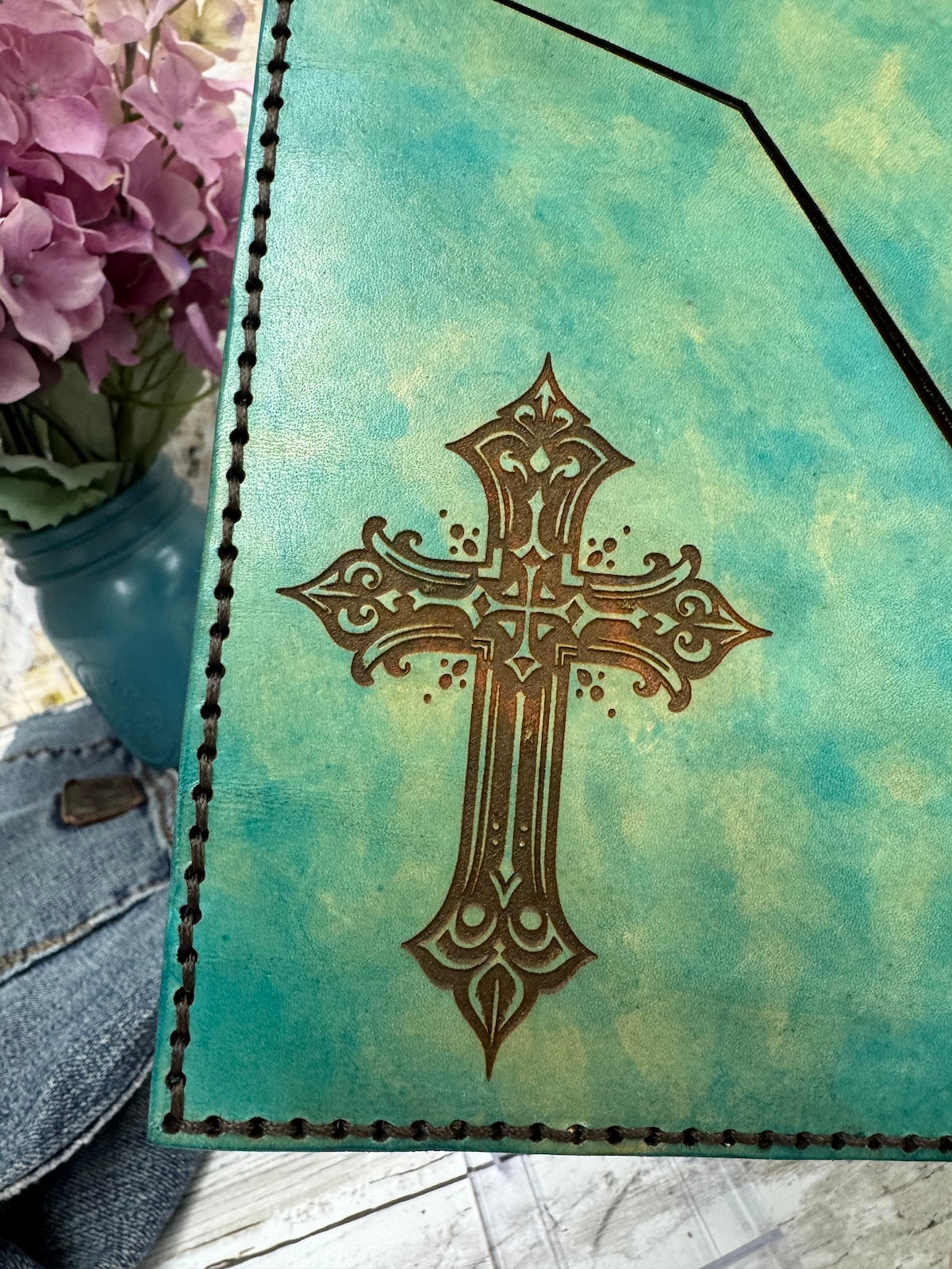 Gothic Cross Leather Notebook – Handcrafted Refillable Journal with Ornate Medieval Design
