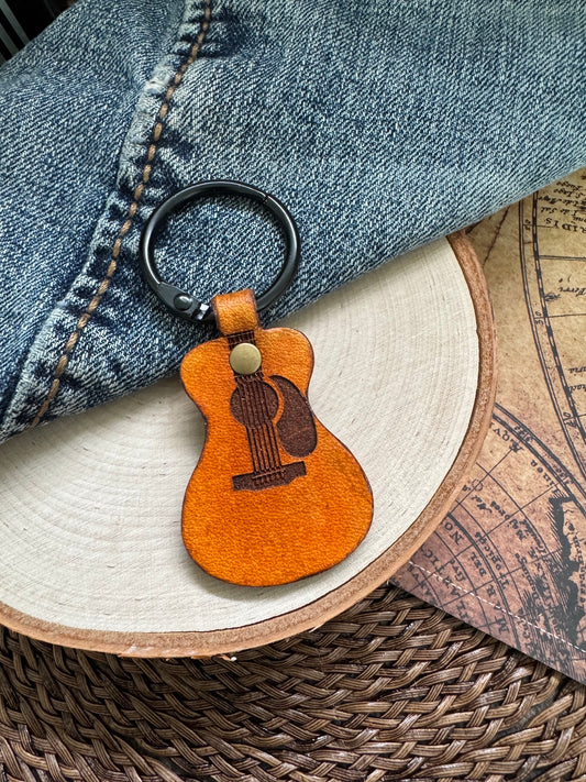 Guitar Leather Keychain