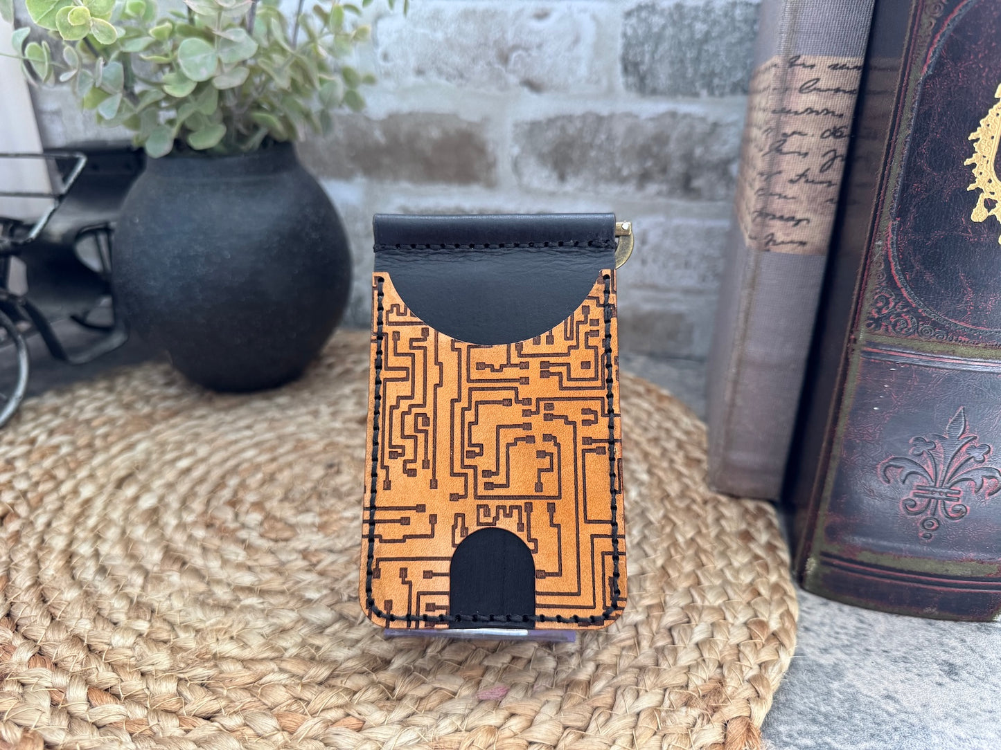 Circuit Leather Wallet with Money Clip
