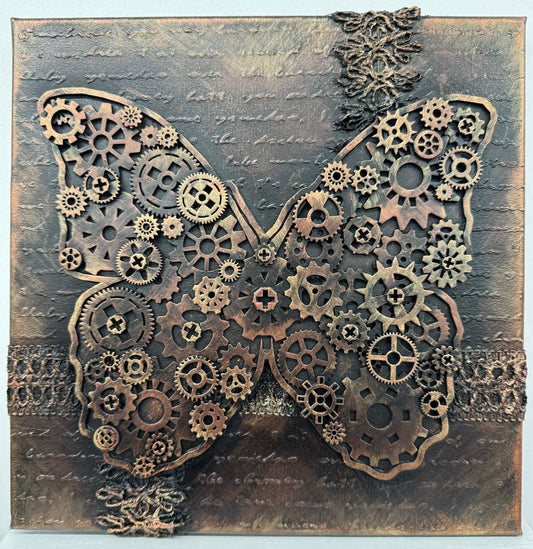 Steampunk Butterfly Mixed Media Art