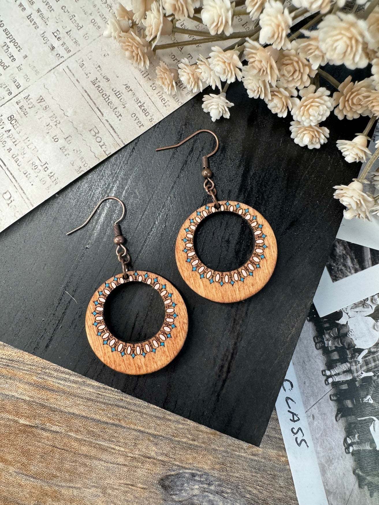 Circular Cut Out Dangle Earrings