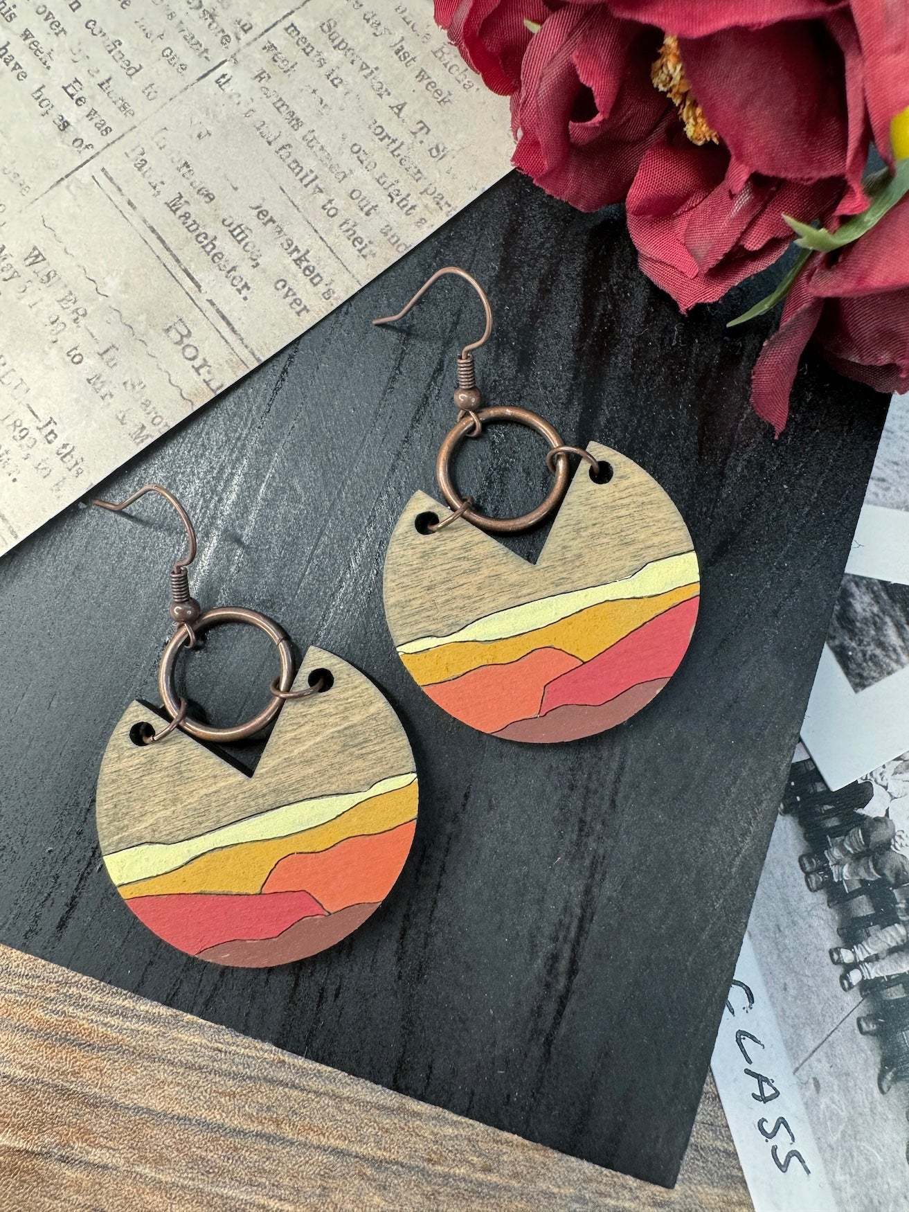 Landscape Cut Out Wooden Earrings