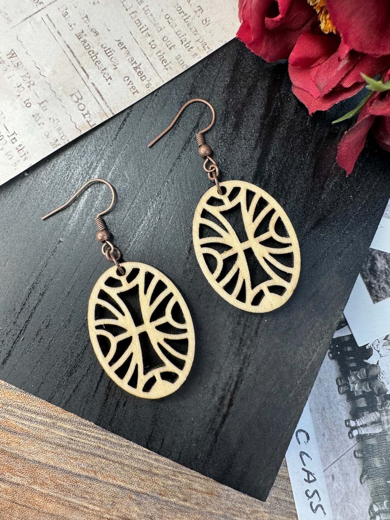 Oval Tribalist Cut-Out Wooden Earrings