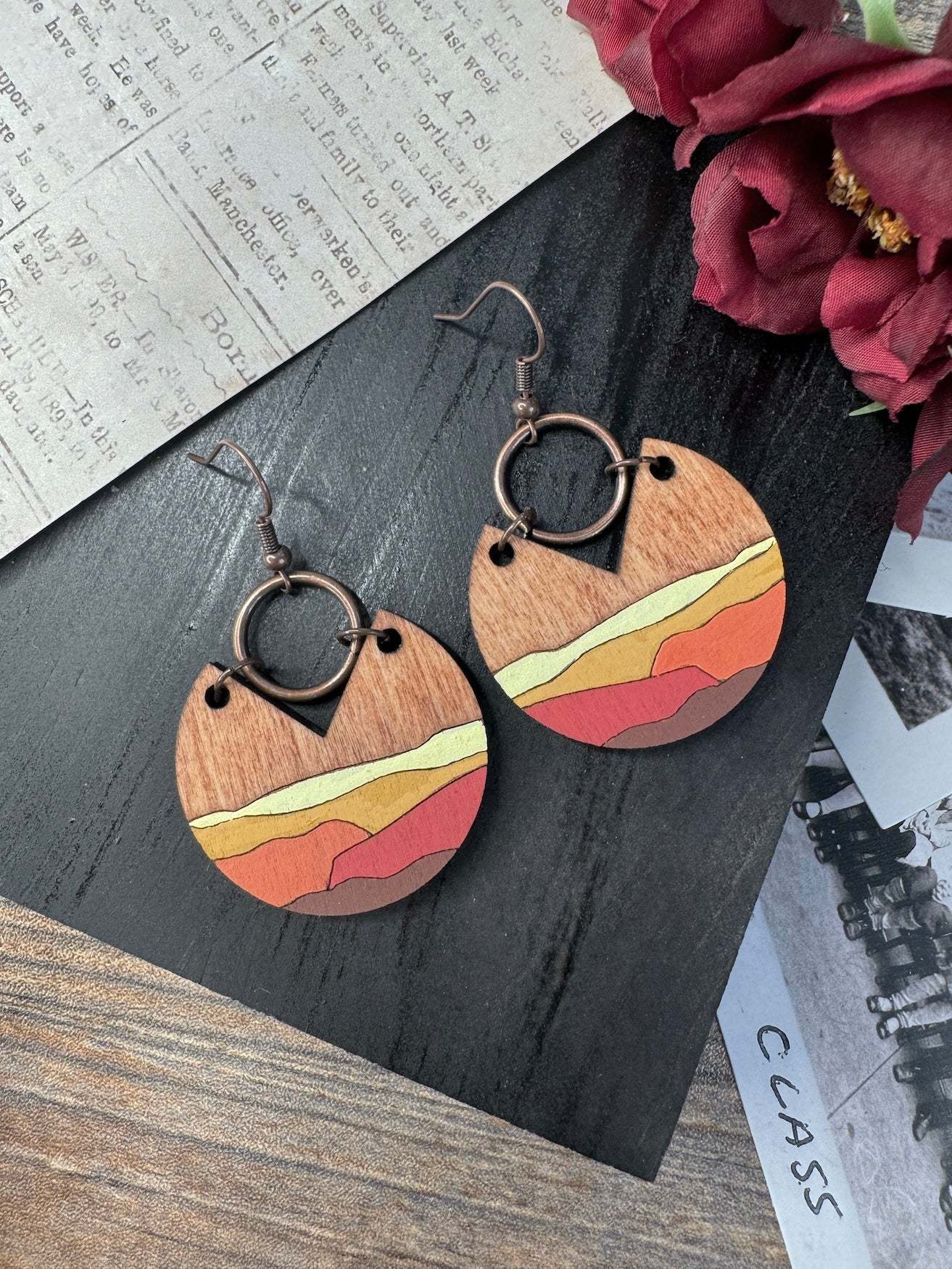 Landscape Cut Out Wooden Earrings