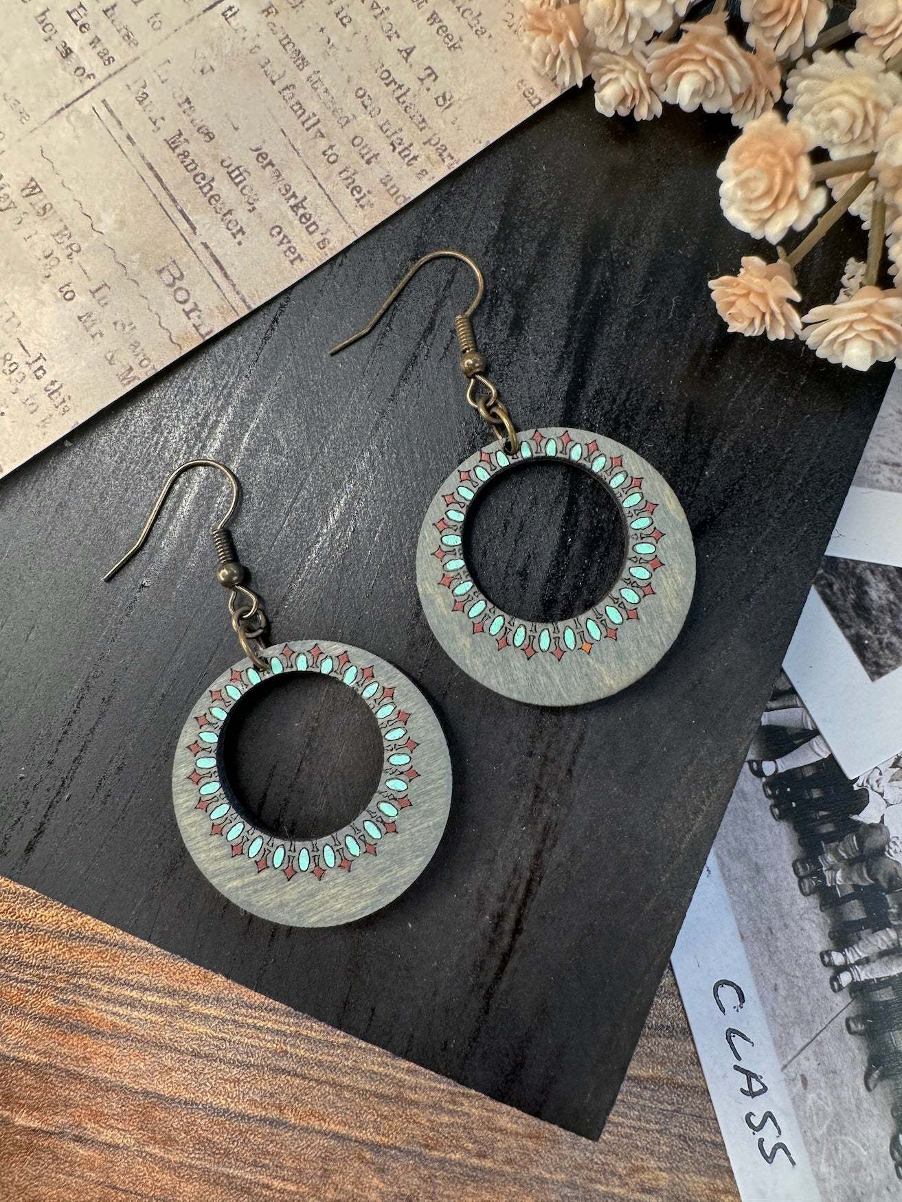 Circular Cut Out Dangle Earrings