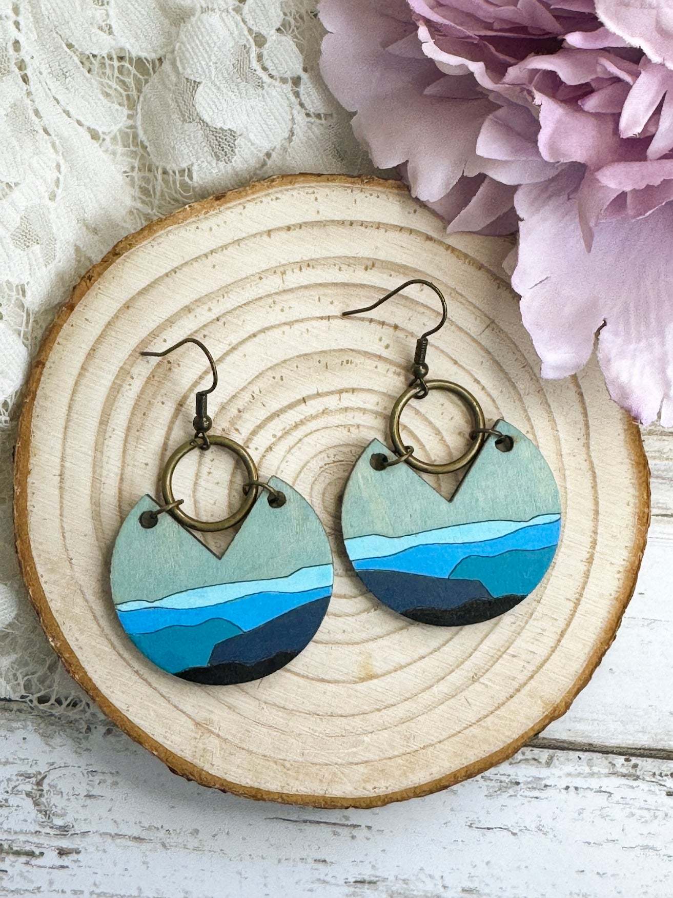 Landscape Cut Out Wooden Earrings