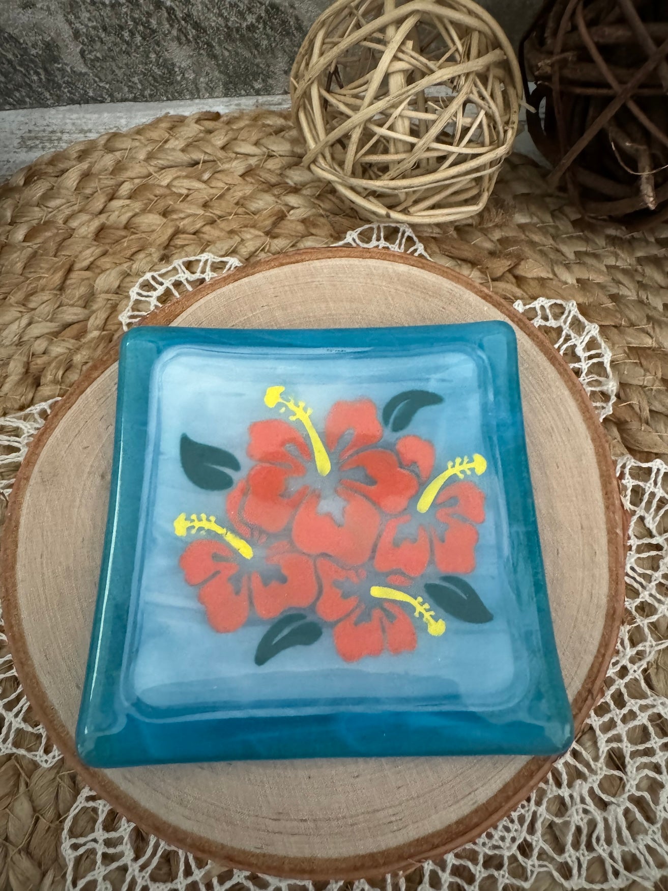 Coral Hibiscus Dish