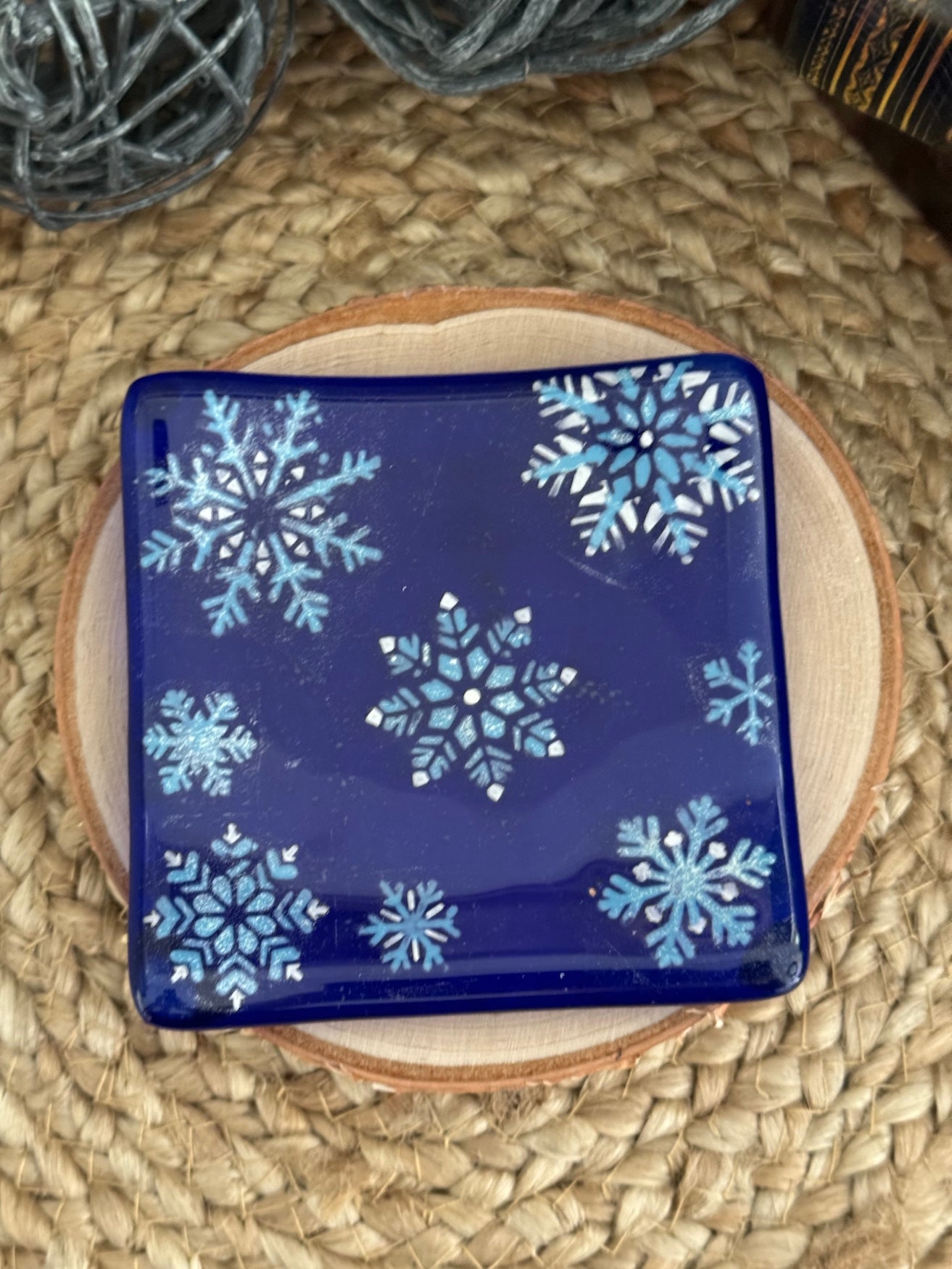 Dark Blue Snowflake Dish