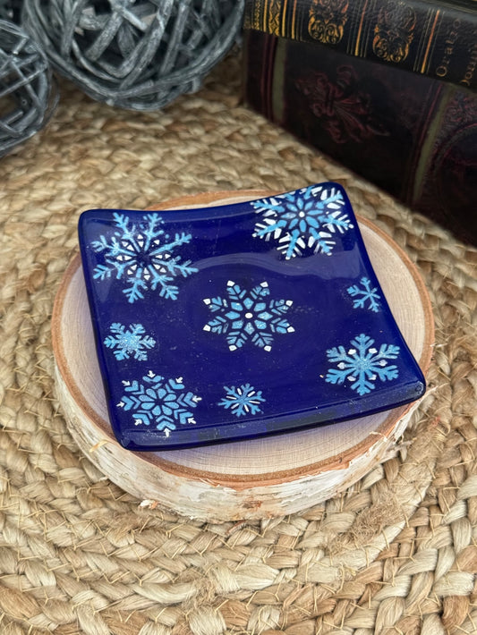 Dark Blue Snowflake Dish