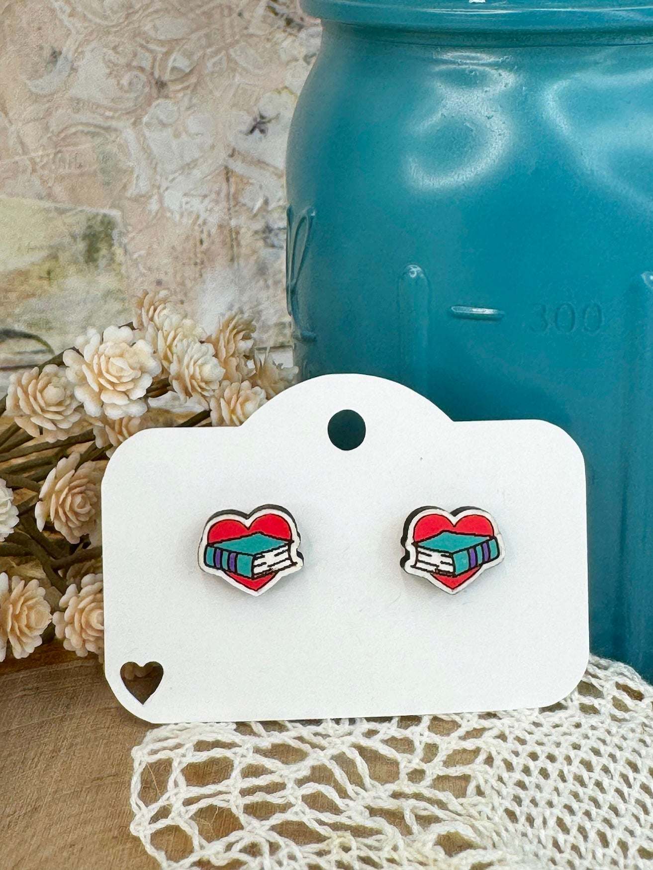 Book Love Stud Earrings