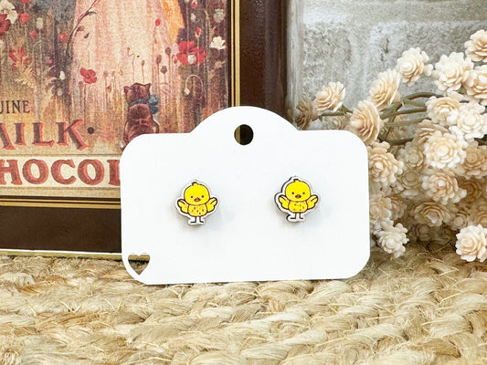 Chick Wooden Stud Earrings