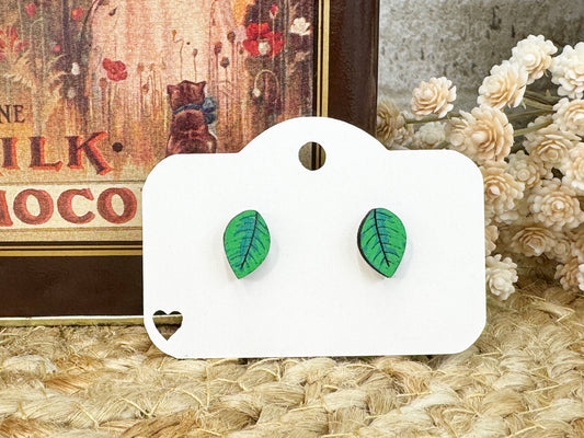 Leaf Wooden Stud Earrings