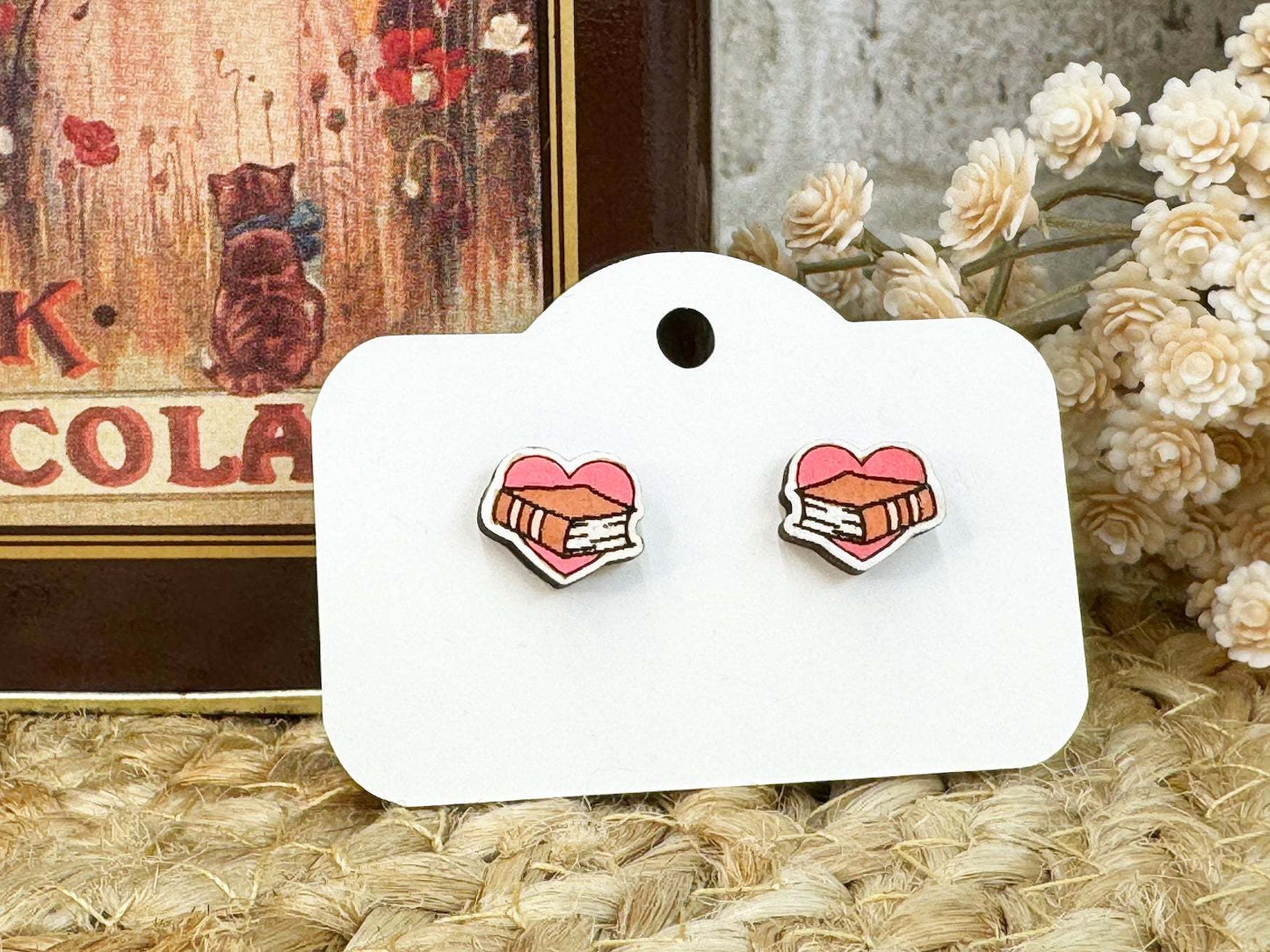 Book Love Stud Earrings