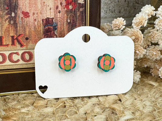 Peas in a Pod Abstract Stud Wooden Earrings