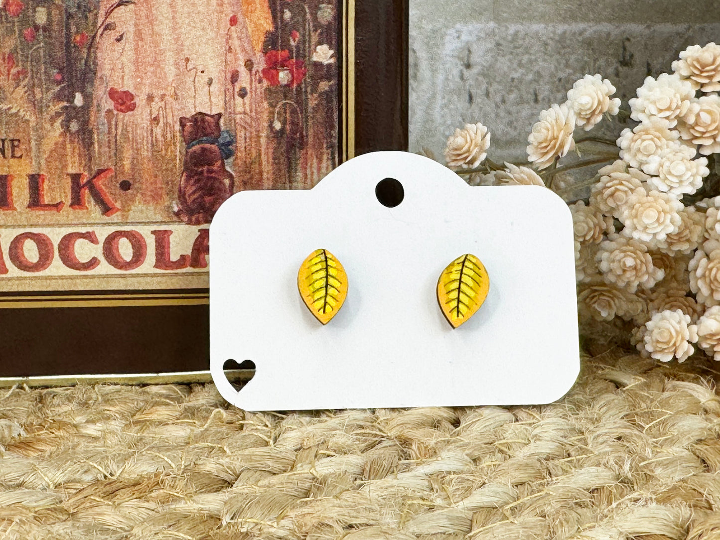 Leaf Wooden Stud Earrings