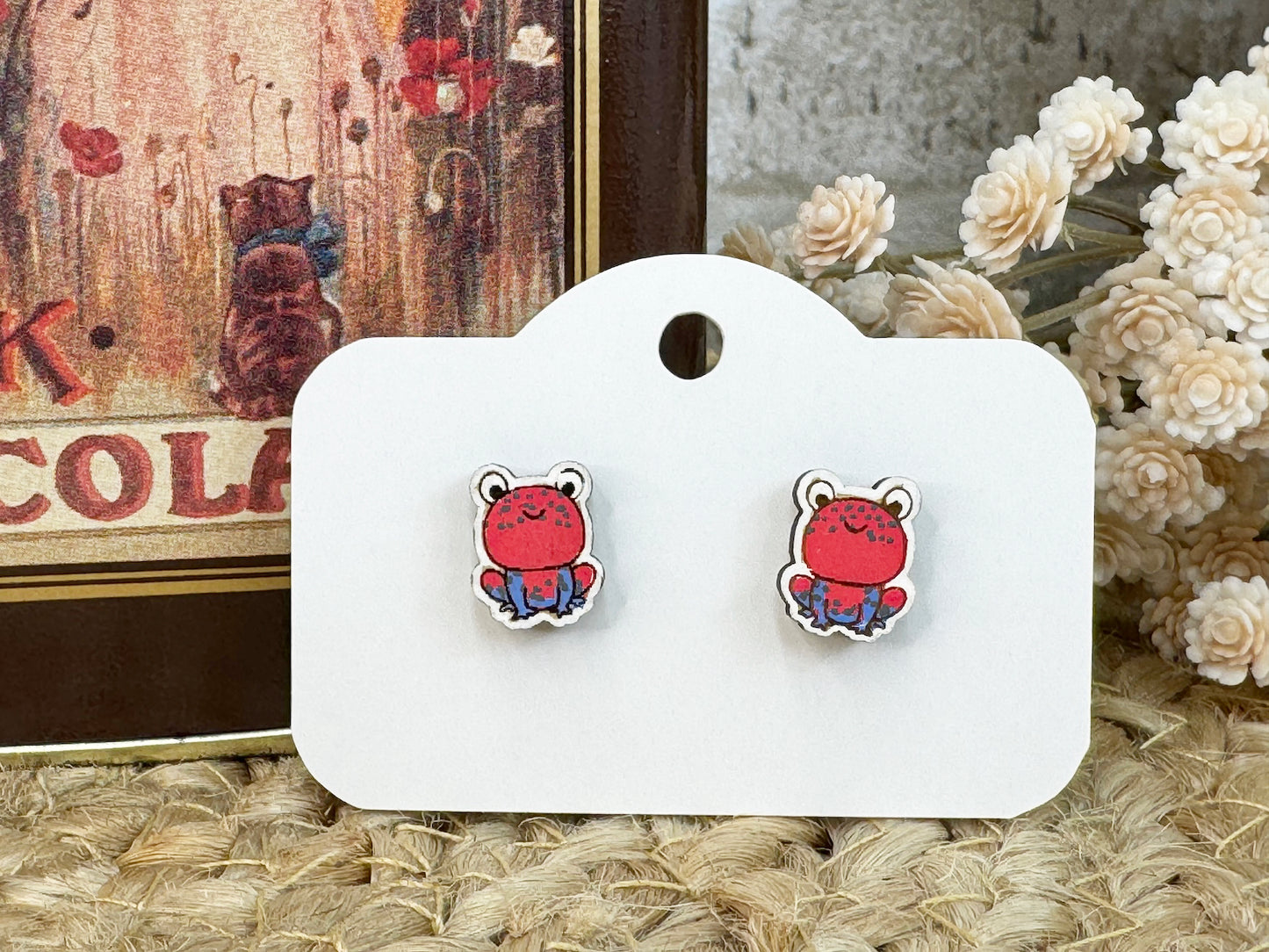 Frog Wooden Stud Earrings