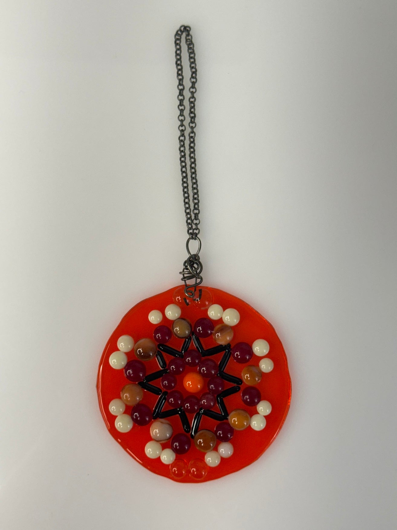 Rust Mandala Fused Glass Sun Catcher