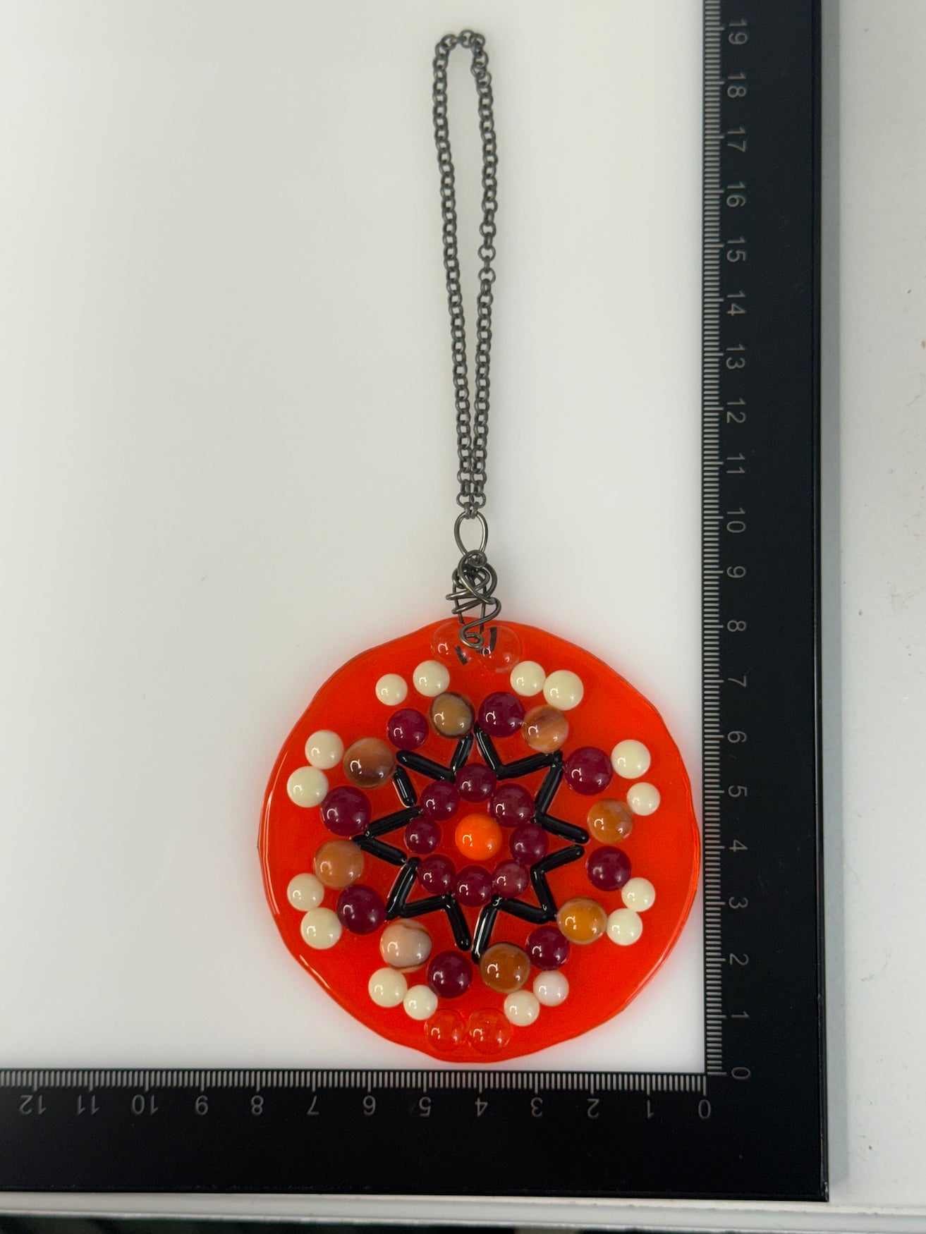 Rust Mandala Fused Glass Sun Catcher