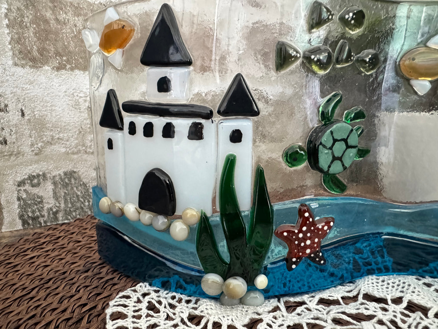 Aquarium Tabletop Fused Glass Decor