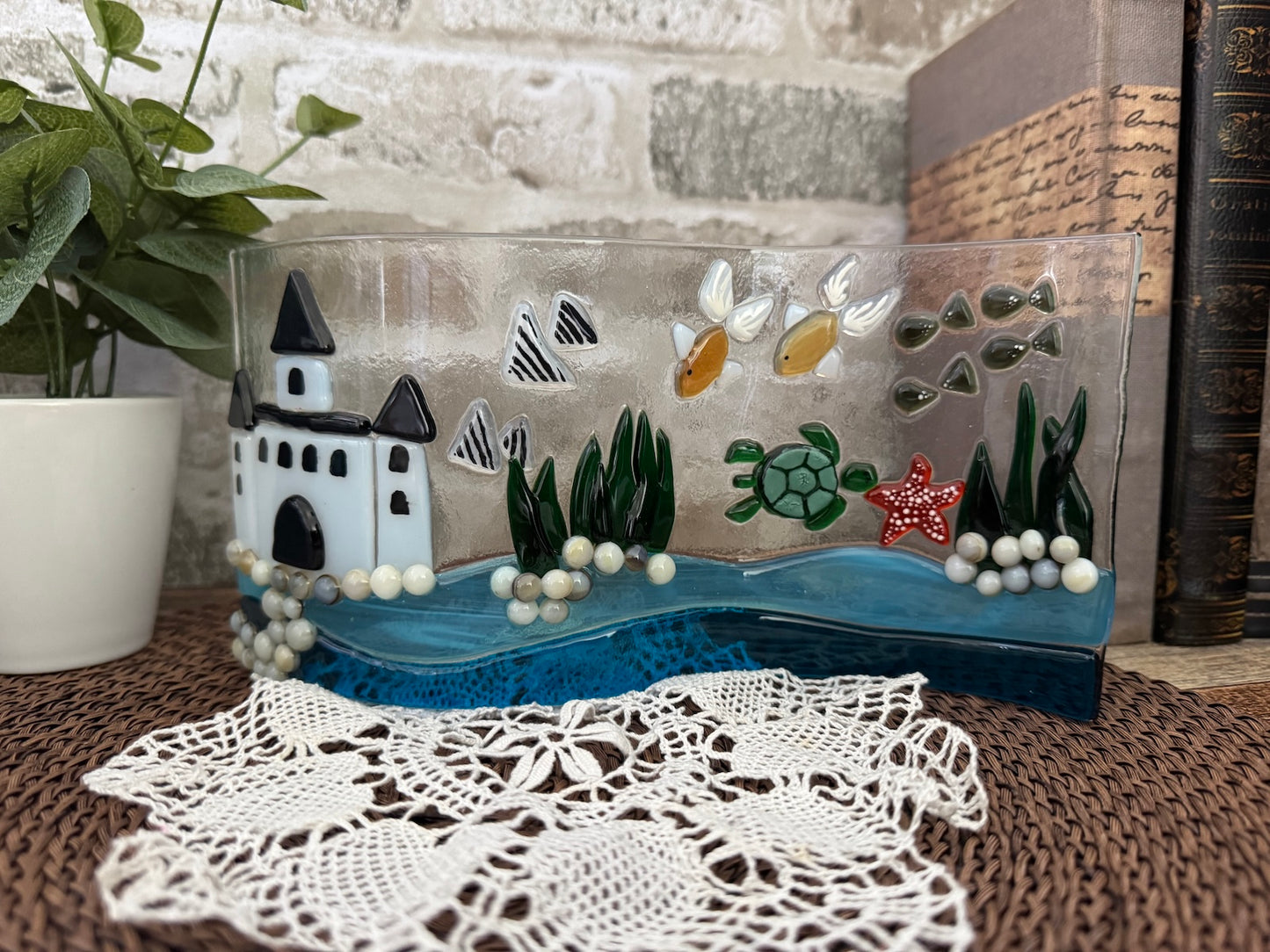 Aquarium Tabletop Fused Glass Decor