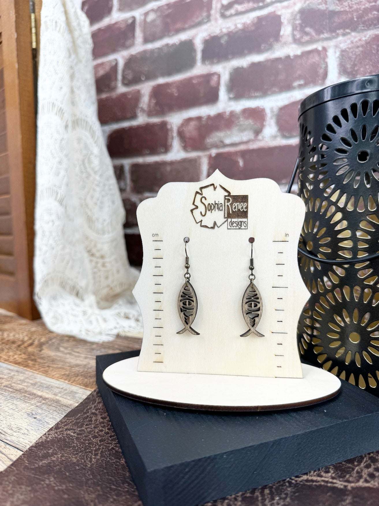 Ichtys Wooden Dangle Earrings