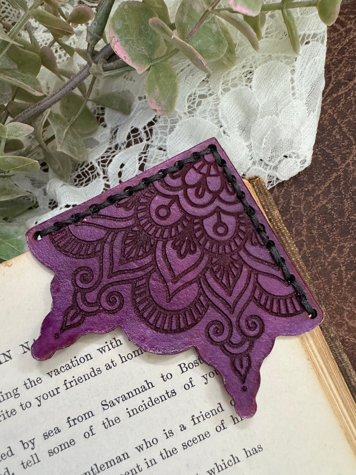 Indian Design Leather Bookmark