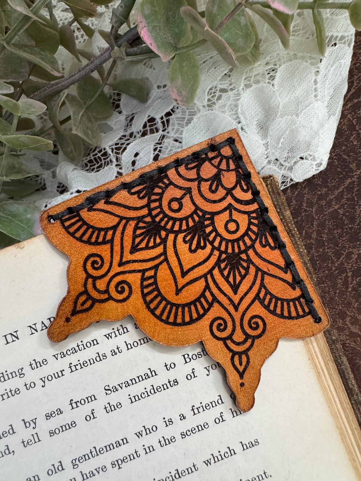 Indian Design Leather Bookmark
