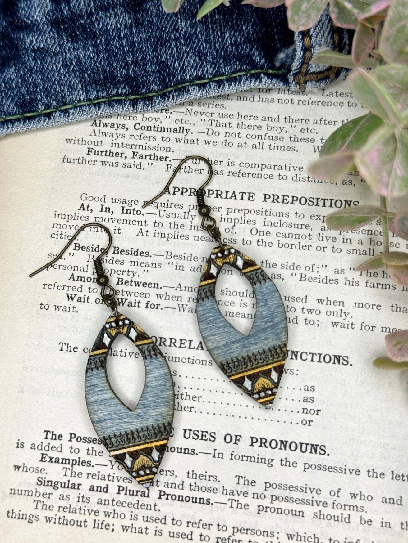 Indian Pointed Teardrop Wooden Earrings