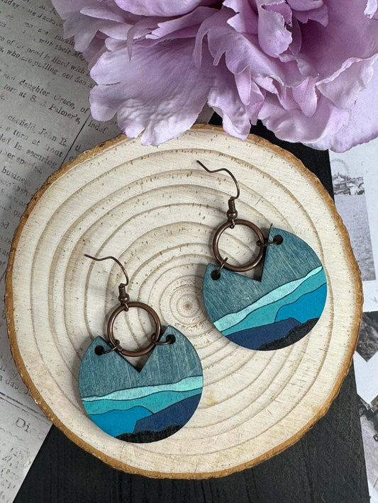 Landscape Cut Out Wooden Earrings